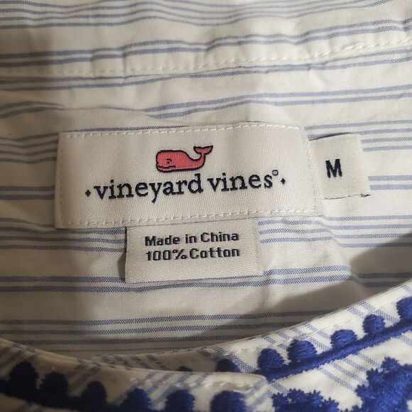 Vineyard Vines Blue & White Striped Embroidered Top (M) - Picture 5 of 5